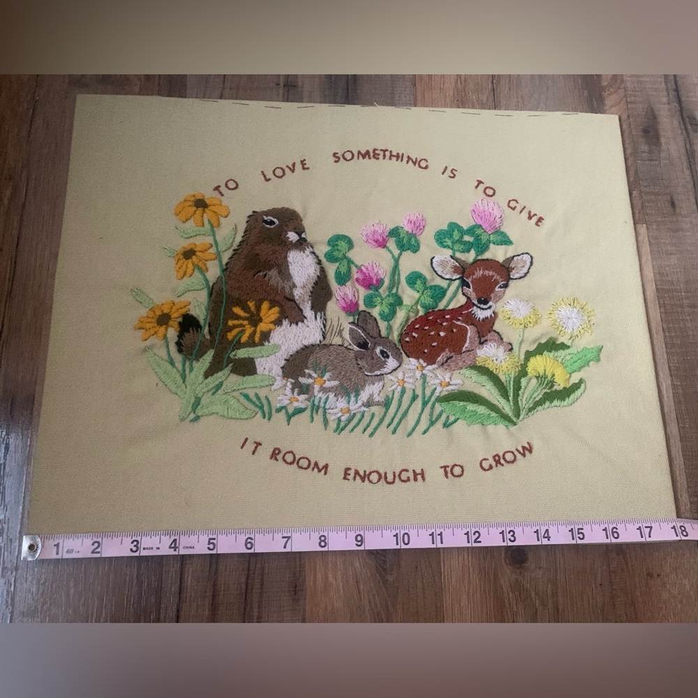 Vtg. Completed Needlepoint Columbia Minerva Erica Wilson “To Love Something - Picture 3 of 12
